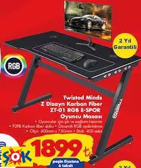 TWİSTED MİNDS Z DİZAYN KARBON FİBER ZT-01 RGB E-SPOR OYUNCU MASASI